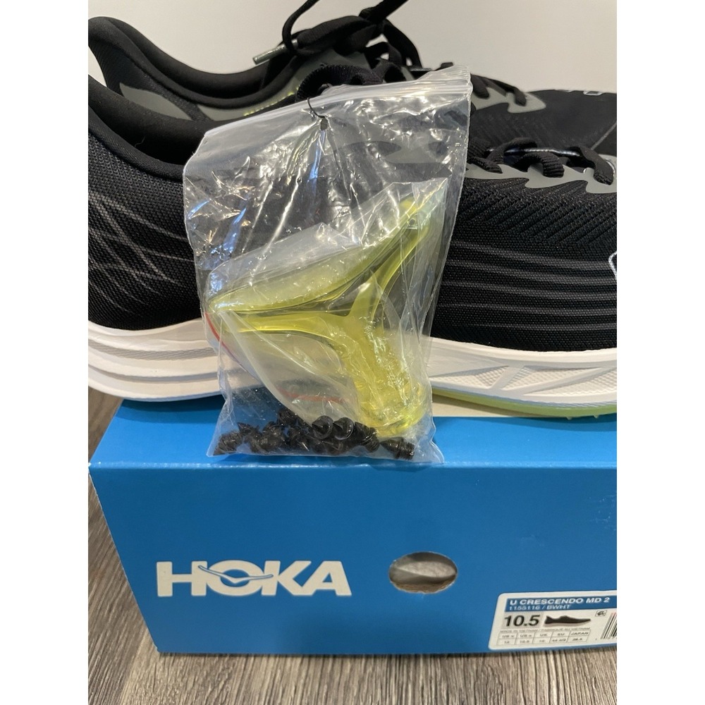 Hoka Crescendo MD 2 Black White‎ Track Spikes Mens 10.5 1155116 BWHT New - Picture 5 of 7